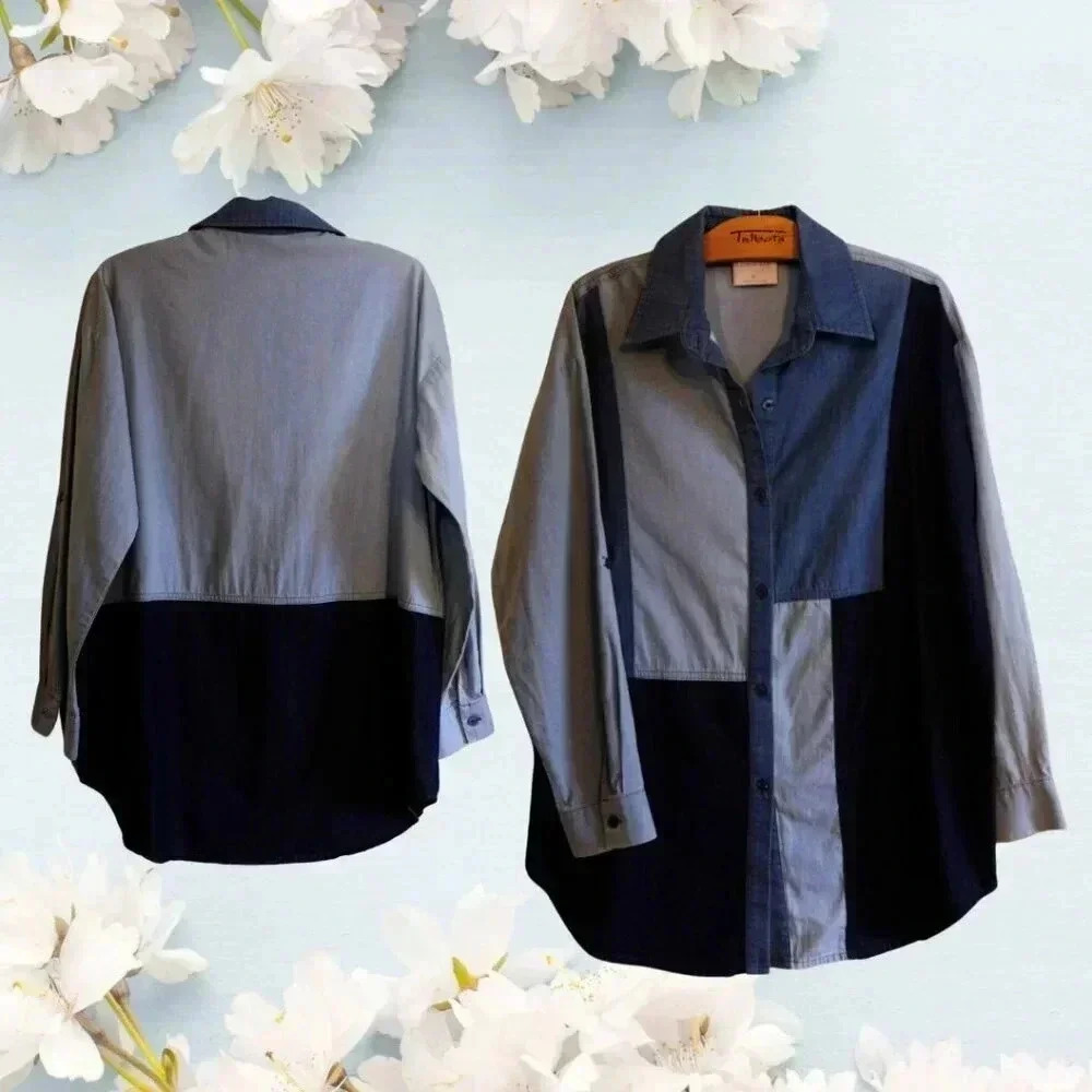 LINE & DOT Denim Button Up Shirt Size Small